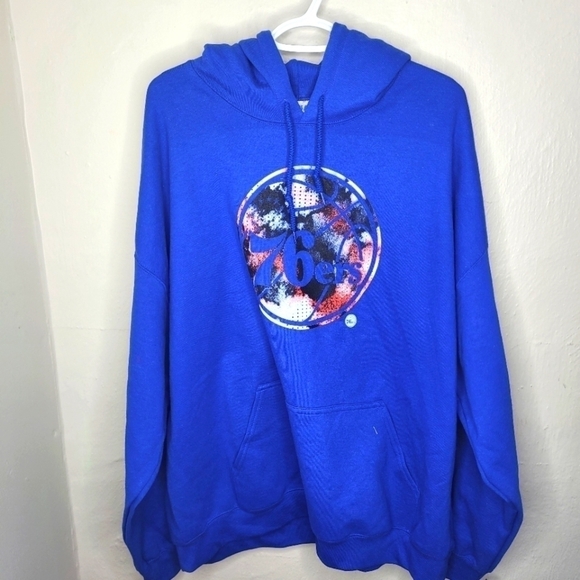 Philadelphia 76ers Alternate Hoodie Adult Men Size 2XL Blue New - Picture 1 of 4